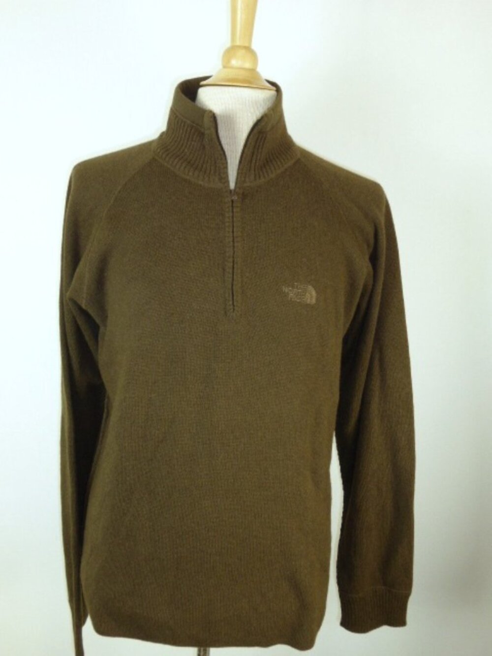 THE NORTH FACE BROWN Quarter ZIP WOOL BLEND SWEATER top L